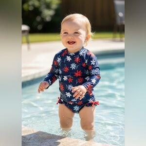 Carter's - NWT - Navy and Red Floral Rashguard Set